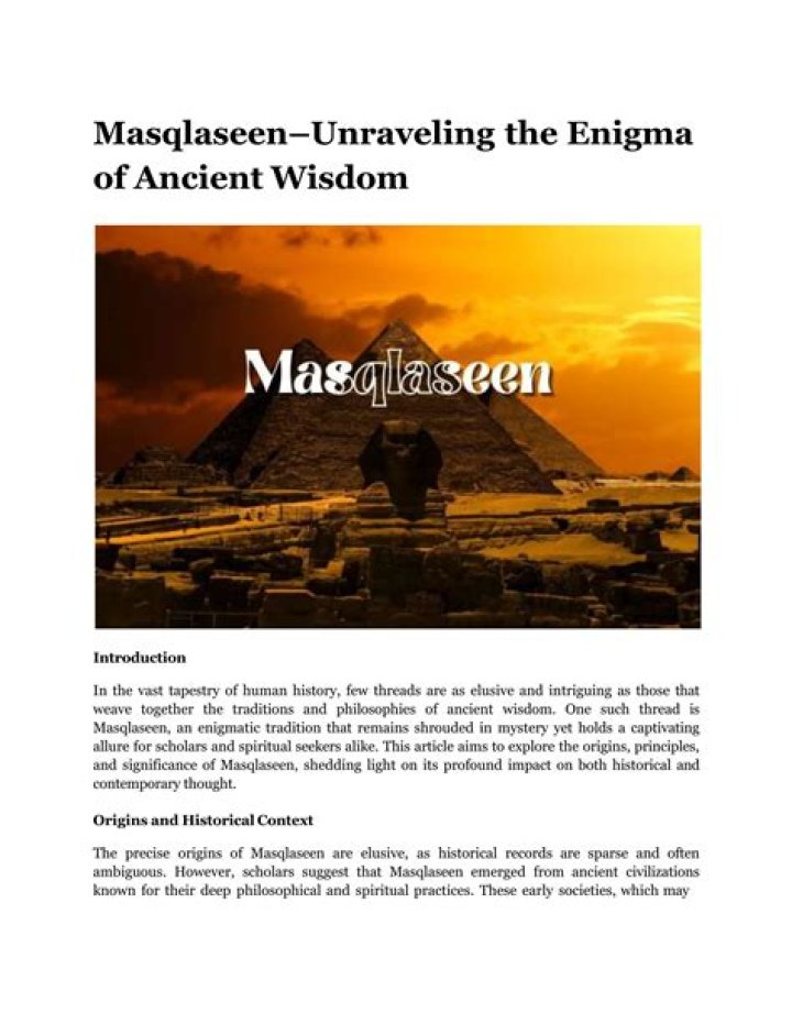 Discovering The Mystique Of Masqlaseen